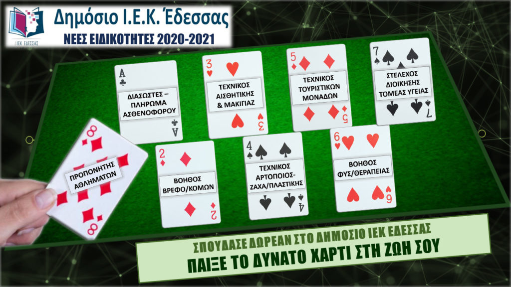 ΟΙ ΝΕΕΣ ΕΙΔΙΚΟΤΗΤΕΣ ΤΟΥ ΔΙΕΚ ΕΔΕΣΣΑΣ ΓΙΑ ΤΟ 2020-2021