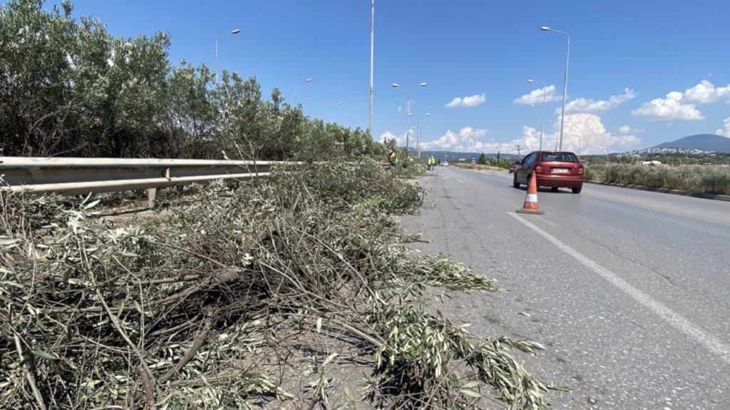 Εργασίες κοπής πρασίνου στη Νέα Εθνική Οδό Θεσσαλονίκης-Έδεσσας από την Περιφέρεια Κεντρικής Μακεδονίας