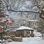 Koryschades,Village,,Evrytania,,Greece-,January,16,,2017.,Snowing,At,Koryschades